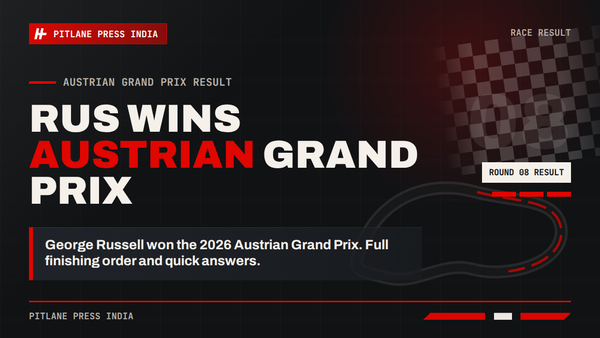 Austrian Grand Prix 2026 result cover for Pitlane Press India